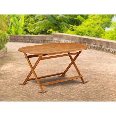 EAST WEST FURNITURE Diboll Oval Foldable Patio Acacia Solid Wood Dining Table - Natural Oil BDITFNA
